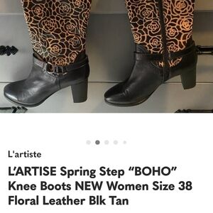 L'ATISTE Black Leather Heeled Boots